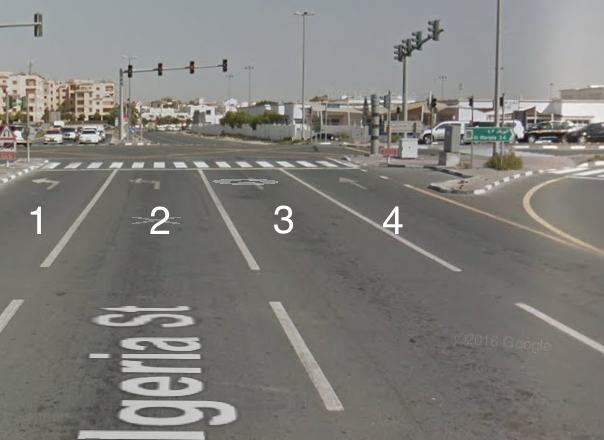 Which lane you will position your vehicle if you want to turn left