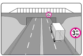 اشارة المرور التنظيمية في الشكل تخبر الشاحنة باي حد من حدود الكاباري  ؟