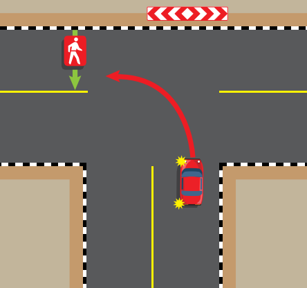 You are about turn left and noticing one pedestrian is crossing the road. What you will do?